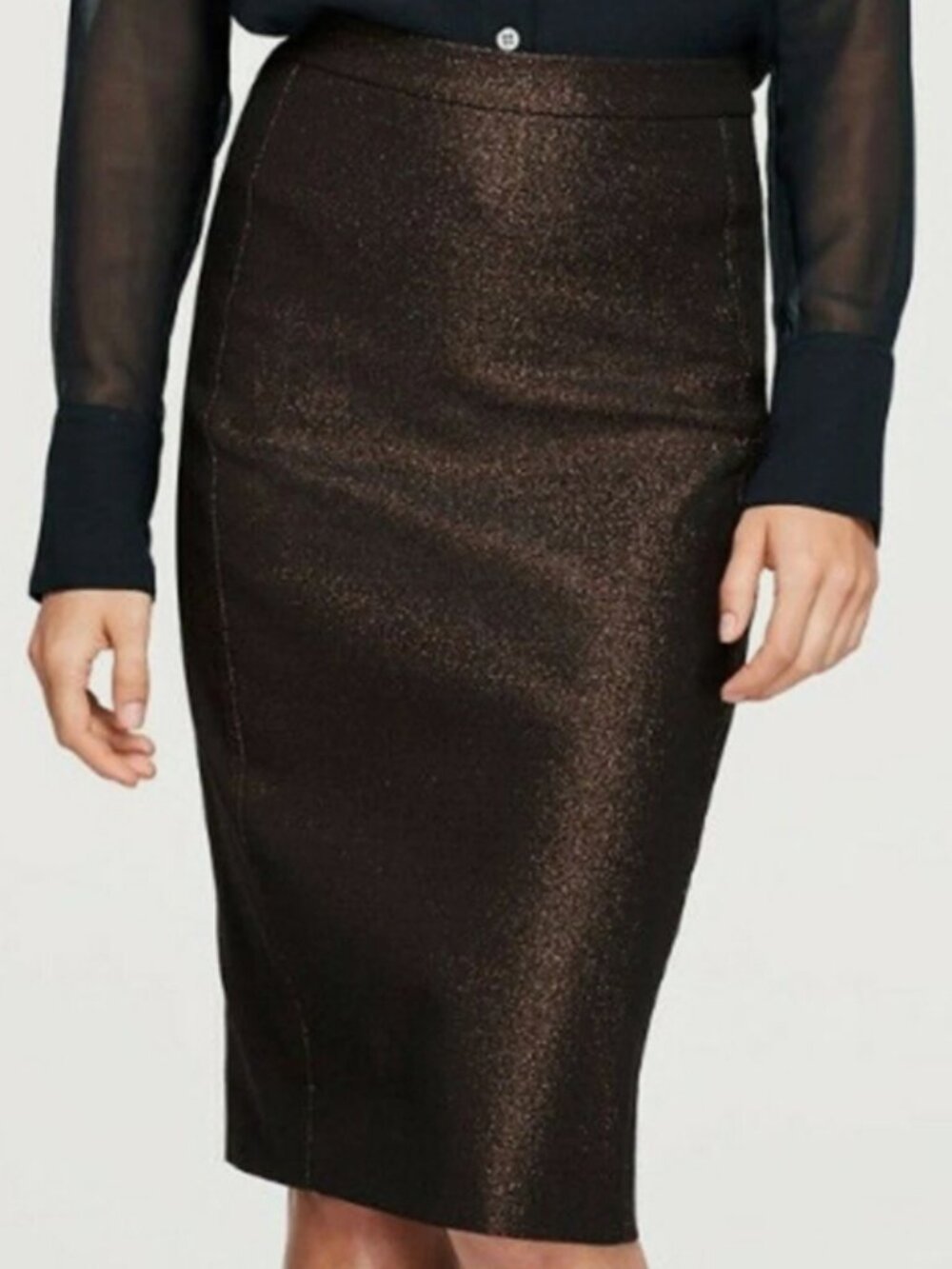 Canvas by Lands' End Textured Metallic Pencil Skirt - Size 8